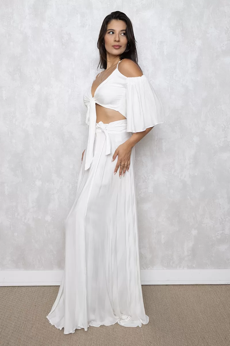 Limone - Conjunto Limone Saia de fenda e Cropped Offwhite - 08-231OFF