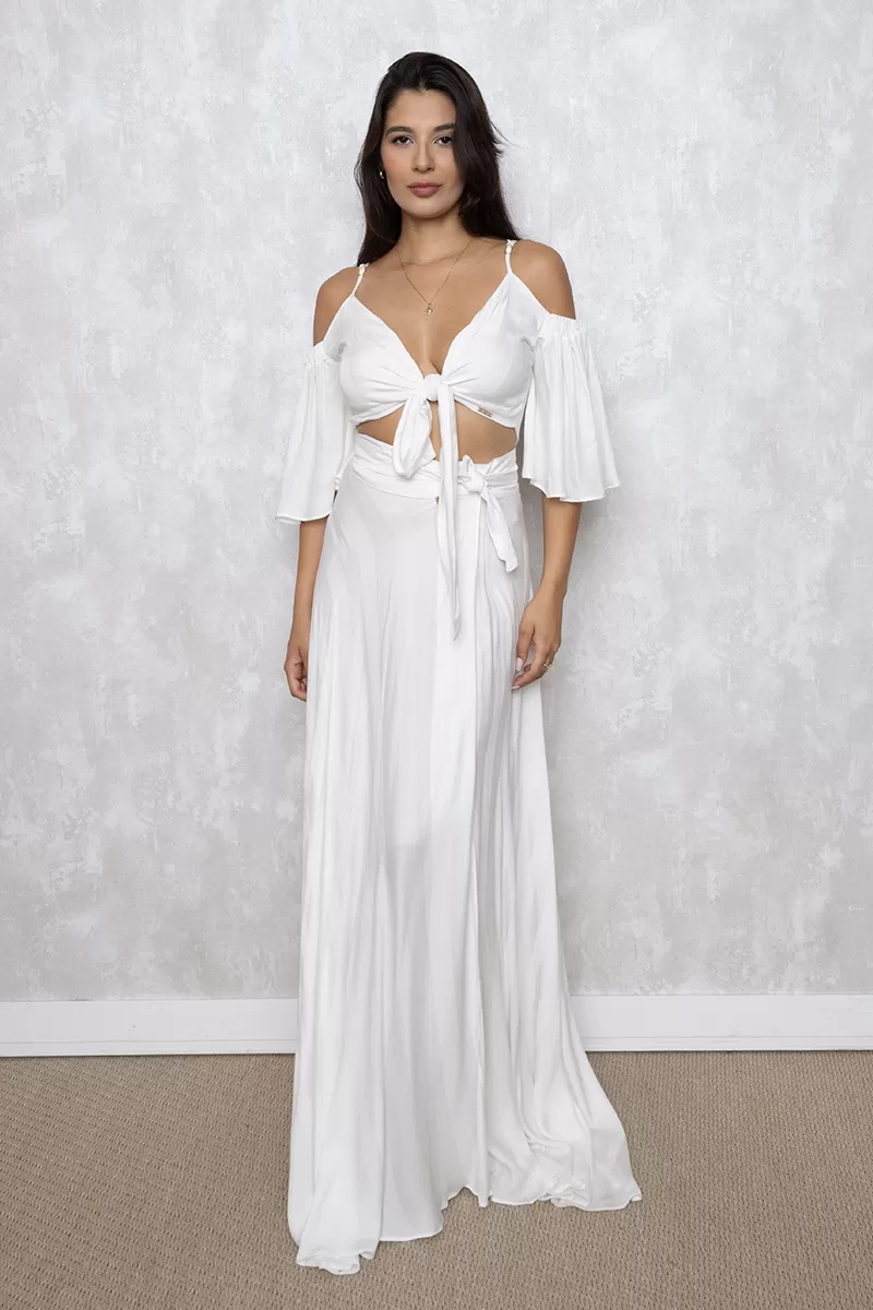 Limone - Conjunto Limone Saia de fenda e Cropped Offwhite - 08-231OFF