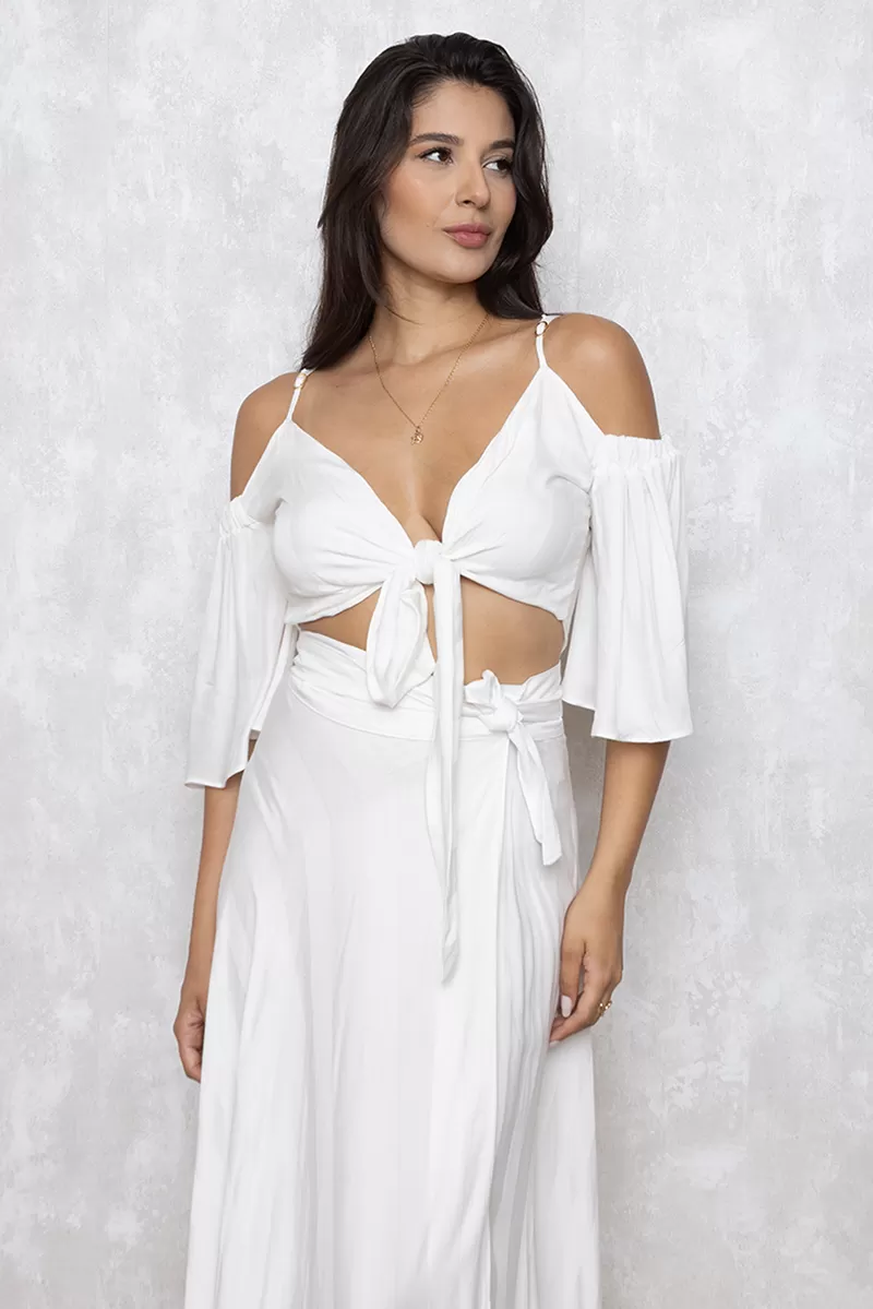 Limone - Conjunto Limone Saia de fenda e Cropped Offwhite - 08-231OFF