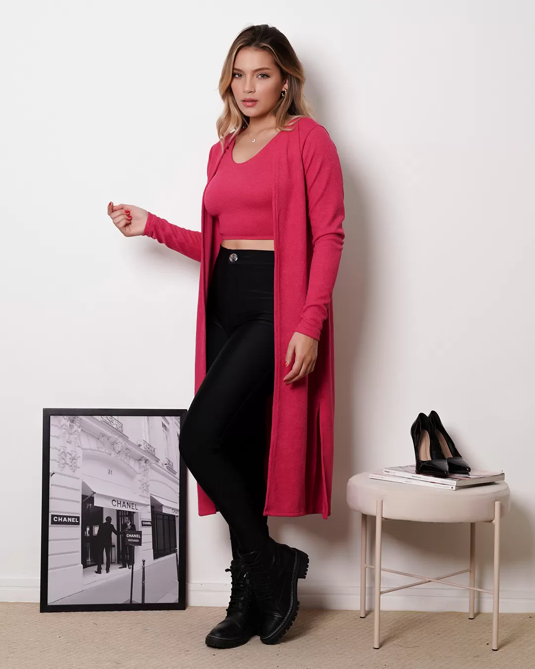 My Life - Fitness Set Top and Pants My Life Puffer Cropped and Knitted Midi Pink - 413ROSA