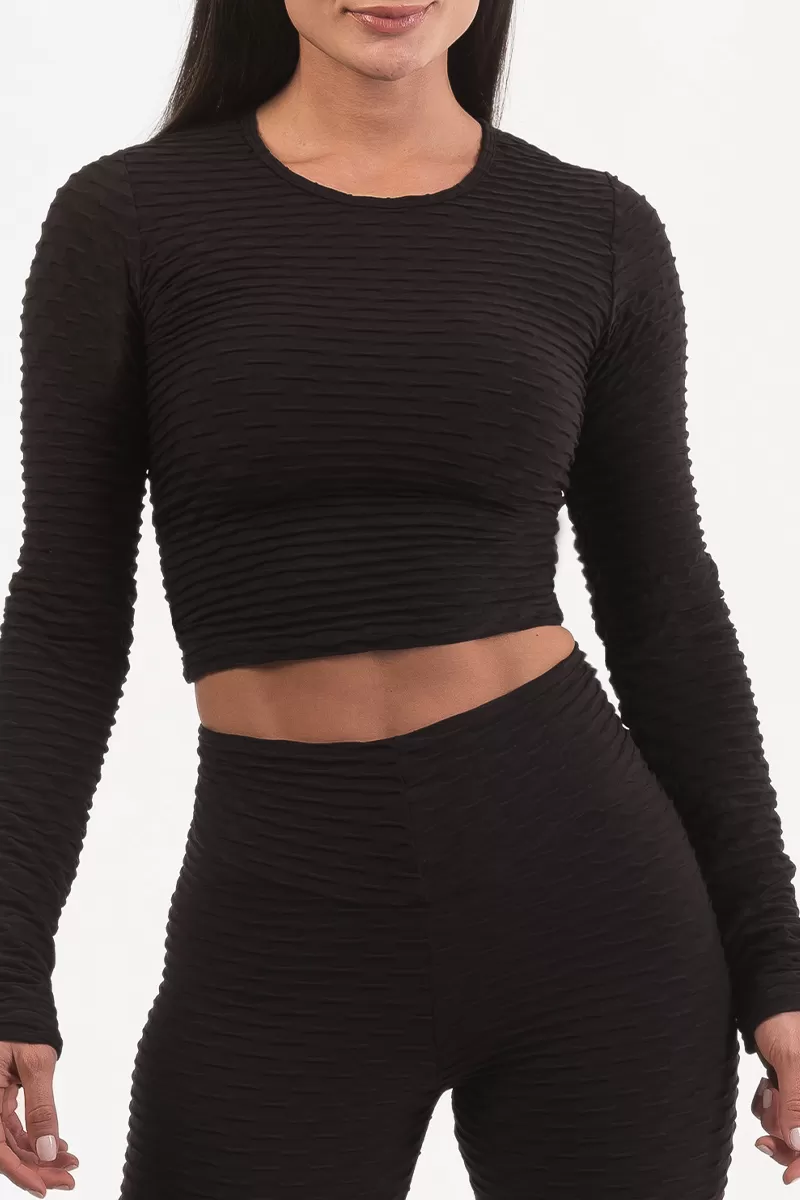 Canoan - Blusa Cropped Texturizada Preto - 10400