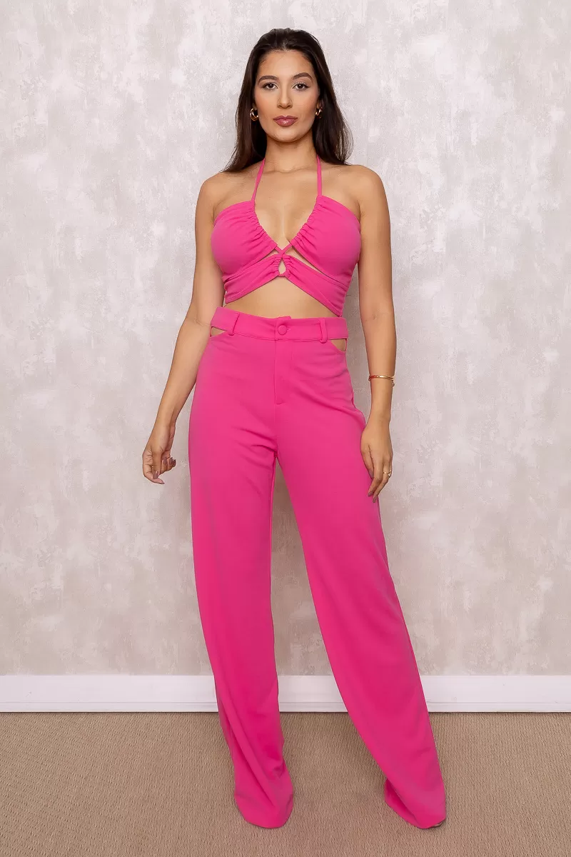 Dot Clothing - Conjunto Dot Clothing Calça e Cropped Rosa - 1485ROSA
