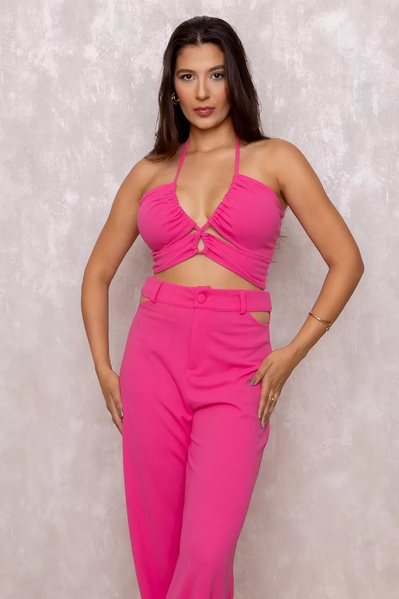 Dot Clothing - Conjunto Dot Clothing Calça e Cropped Rosa - 1485ROSA