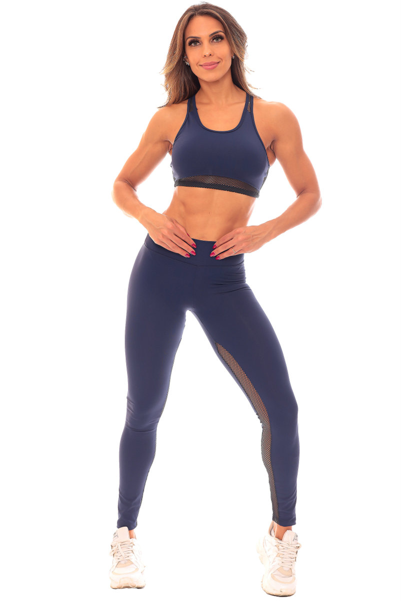 Garotafit - Fitness Set Top and Pants Dublin Navy Blue - FCS237L