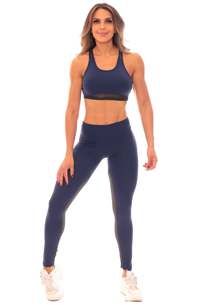Garotafit - Fitness Set Top and Pants Dublin Navy Blue - FCS237L