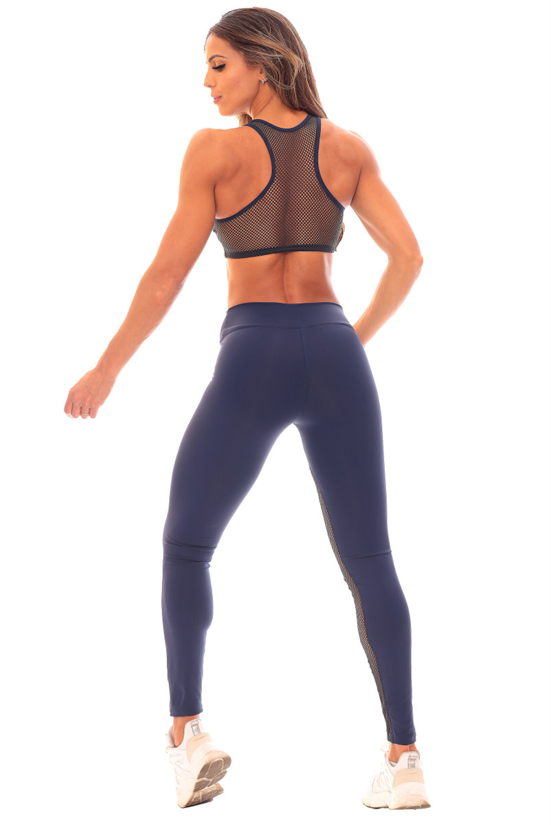Garotafit - Fitness Set Top and Pants Dublin Navy Blue - FCS237L