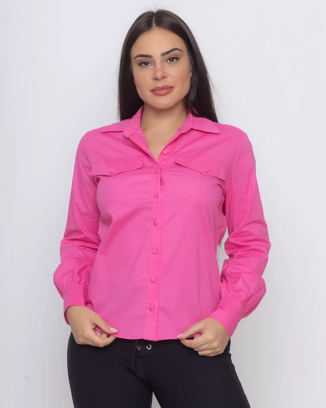 Dot Clothing - Camisa Dot Manga Longa Rosa - 1335ROSA